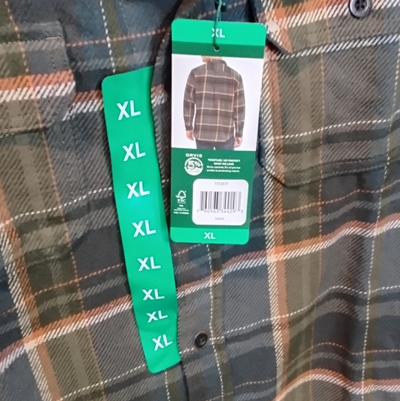 NWT Orvis Mens Green Plaid Button-Up Heavy Weight Flannel Shirt SIZE XL - Picture 4 of 8